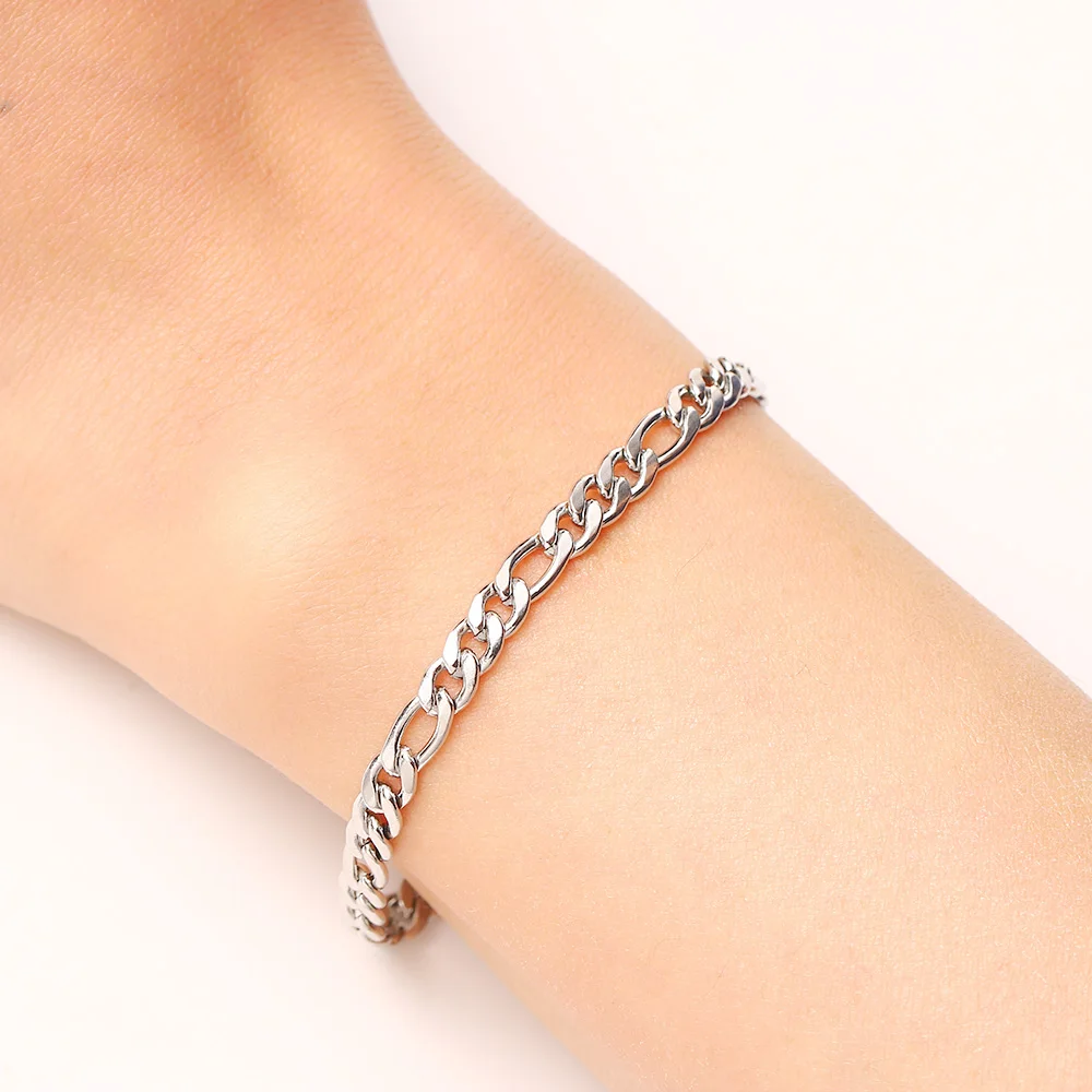 CACANA Stainless Steel Chain Bracelets For Man Women Gold Silver Color For Pendant Flat Donot Fade Jewelry A1233
