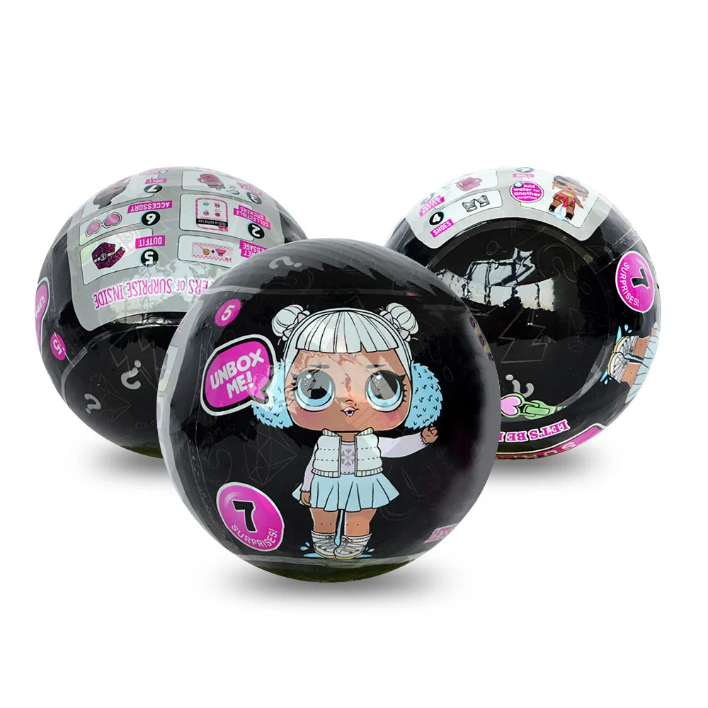 

10cm LoL Dolls in Ball Anniversary Edition 3.5 Inch Dolls Black Cover 7 Different Surprise Egg with Color Box For Kids Gift