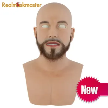 شراءRealmaskmaster سيليكون الكبار كامل الوجه قناع لوازم الحفلات الوثن وهمية الجلد هالوين اللاتكس واقعية مضحك لعبة مخيف