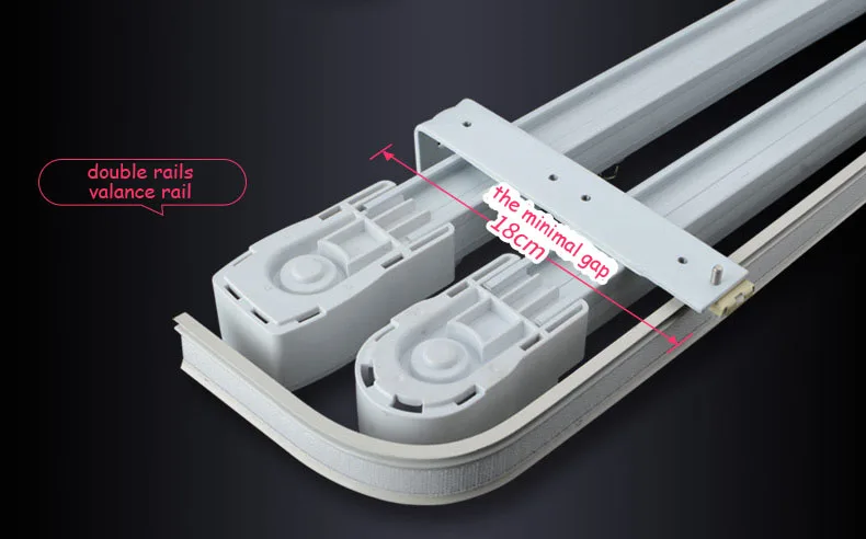 Роскошная Подключаемая система, электрическая шторная дорожка, открывающая и закрывающая мотор, умный дом, занавески, аксессуары, Индивидуальный размер - Цвет: double tracks 3