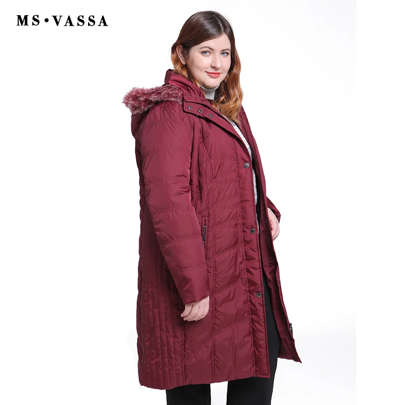 Capuche Red Vassa 2018 Parkas Taille La Manteaux Long Nouveaux down Dames Femelle Grande Dark Survêtement Turn Col Femmes Ms Vestes Avec Plus fAqwaY1aS