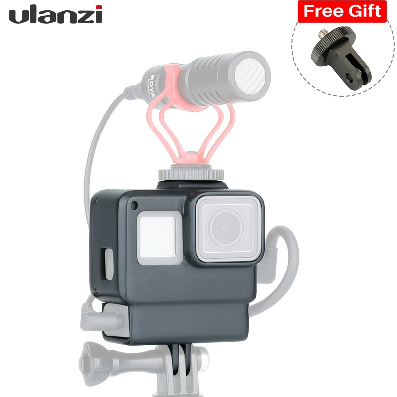 

Go pro Accessories Ulanzi V2 Protective Housing Case Frame for GoPro 7 6 5 Vlogging Setup w Microphone Cold Shoe Action Camera
