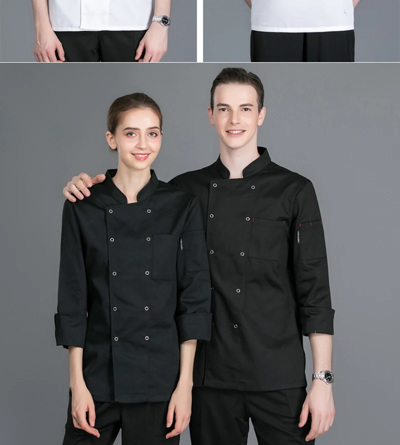Высокое Качество сплошной унисекс с длинным рукавом шеф-повар суши пальто форма офицантки Camisa De Cocina Для мужчин работы куртки обращенной