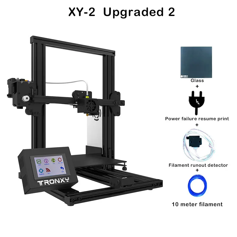 Tronxy, новинка, XY-2, 3D принтер, большой размер печати, FDM, i3, принтер, v-слот, сенсорный экран, продолжительная печать, Горячая кровать, 1,75 мм, PLA - Цвет: XY-2 Upgraded 2