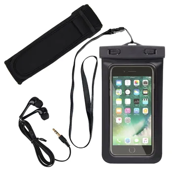

Black Waterproof Phone Cover Dry Arm Case Bag with Earphone for Smart phone MP4 for Samsung S5 S6 for Iphone 5 5s 6 6s