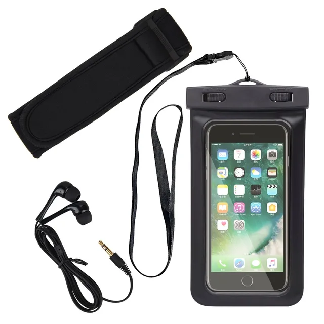 US $8.43 Black Waterproof Phone Cover Dry Arm Case Bag with Earphone for Smart phone MP4 for Samsung S5 S6 f