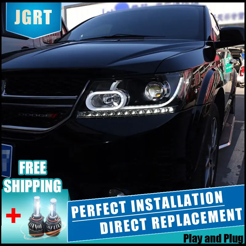 2 шт. светодиодный фары для Fiat Freemont 2012-2014 Автомобильный свет двойной ксеноновые