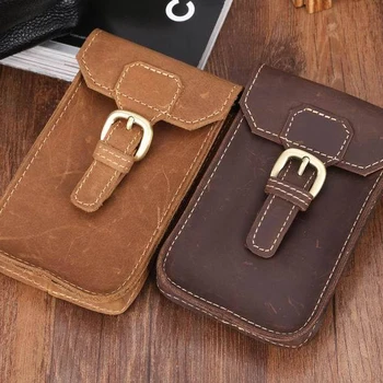 

Handmade Crazy-Horse Vintage Genuine Leather Wallet Case For Samsung S8 Leather Pocket For iPhone5 6 Phone Bag