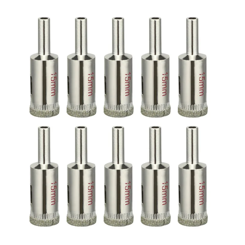 cheap 15mm Diamond Coated Glass Hole Saw Drill Bits for Ceramic Tile Marble Rock Porcelain 10 Pcs