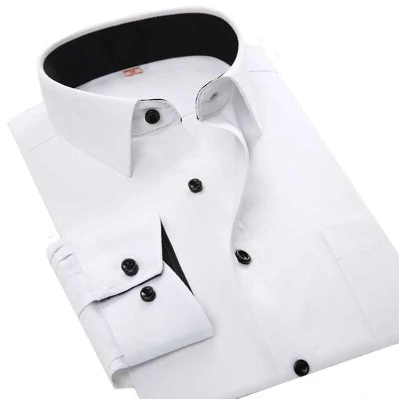 الأساسية مكتب العمل اللباس قميص الرجال طويلة الأكمام بلون أبيض أسود الوردي الأزرق الأحمر الذكور قمصان Camisa الغمد الاجتماعية أوم