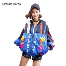 Новинка, Харадзюку, с надписями, с мультяшным принтом, хит, цветные пальто, женские, весна-осень, модные, повседневные, свободные, уличный стиль, куртка, JQ262