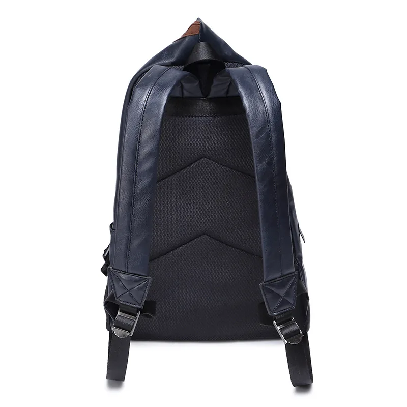2017 Mochilas de cuero de la mochila de los hombres de la manera Mochilas masculinas de la escuela de la universidad para la mochila del negro del morral del ordenador portátil de la calidad del adolescente