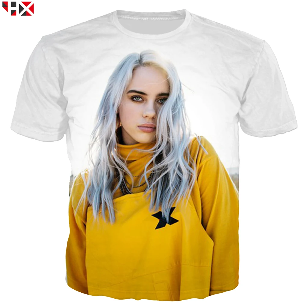 

Popular Star Singer Billie Eilish New 3D Print Men T Shirt Harajuku Unisex Funny Style Streetwear Tops Tees X111