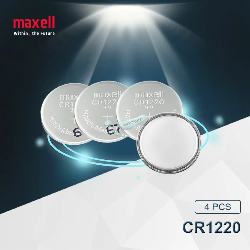 4 шт. Maxell 100% оригинальная CR1220 Кнопочная батарея для часов автомобильный пульт