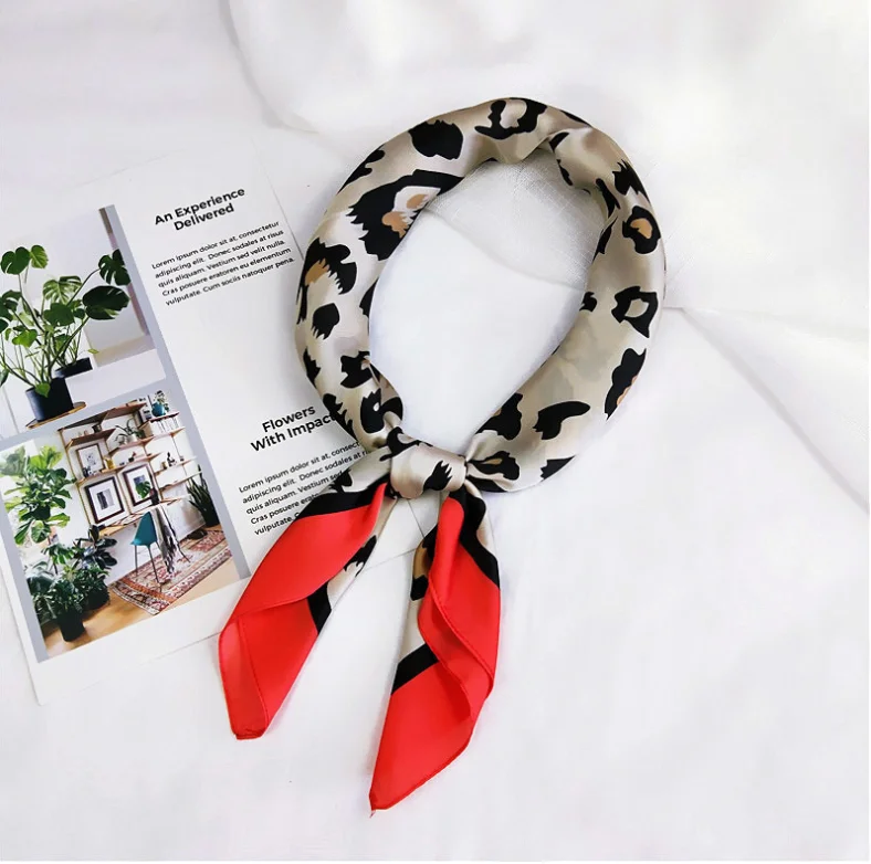70x70 шелковый шарф с леопардовым принтом женский шарф квадратный Многофункциональный головной платок многоцветный полосатый платок с принтом шейный платок