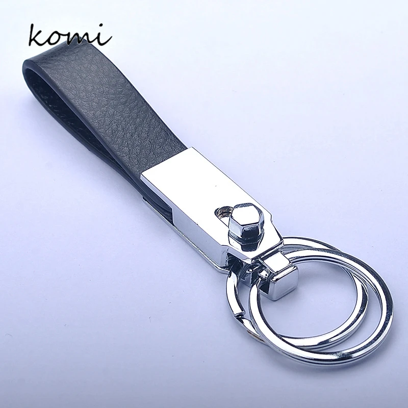 

High Quality Double Circles Genuine Leather Keyholder Man's Strap Key Chain Ring Holder Car Keychain Best Gifts Key Ring K-009