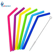 Upspirit 6 шт. многоразовый силикон соломинки с 1 чистящей щеткой напитки соломинки для смузи бутылки воды чашки аксессуары