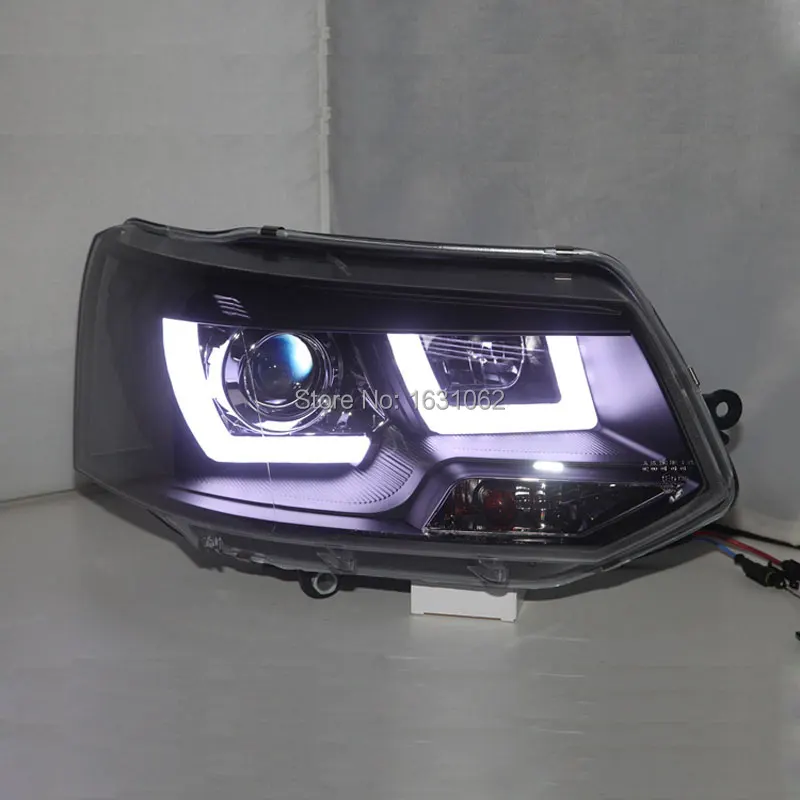 Для VW Multivan T5 светодиодный Ангельские глазки фары 2009 2014 год черный Цвет JY|angel eyes|led