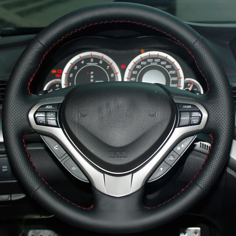 

Free Shipping High Quality cowhide Top Layer Leather handmade Sewing Steering wheel covers protect For Honda SpirIor/Accord