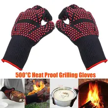 Горячая 1 пара Высокая термостойкость барбекю духовка перчатки 500 degC горшок держатель Кухонные рукавицы MDD88