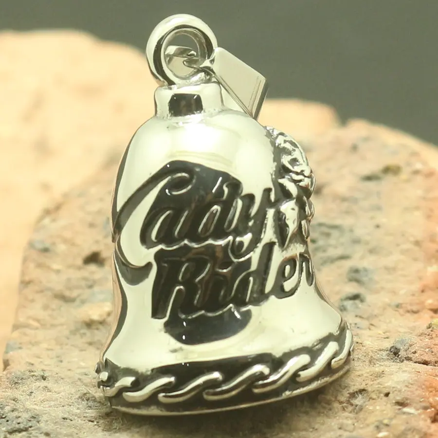 

316L Stainless Steel Cool Lady Rider Rose Flower Silver Have Sound Ring Bell Pendant For Gift
