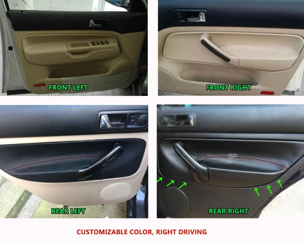 

For VW Golf MK4 Bora Jetta 1998 1999 2000 2001 2002 2003 2004 2005 2006 Car Door Handle Panel Armrest Microfiber Leather Cover