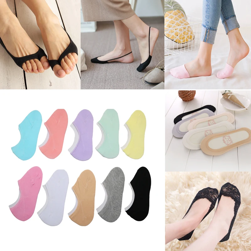 

1/2/3/4Pairs Solid Color No Show Socks Summer Invisible Low Cut Boat Socks for Women Heels Shoe Liner Socks Slippers Chaussettes