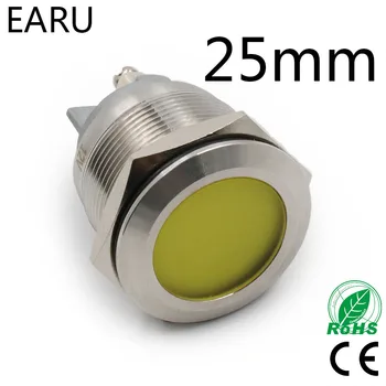 

25mm IP67 Waterproof Metal LED Indicator Signal Pilot Warning Lamp Light Car Boat Machin Power Working Red 5V 12V 24V 110 220V