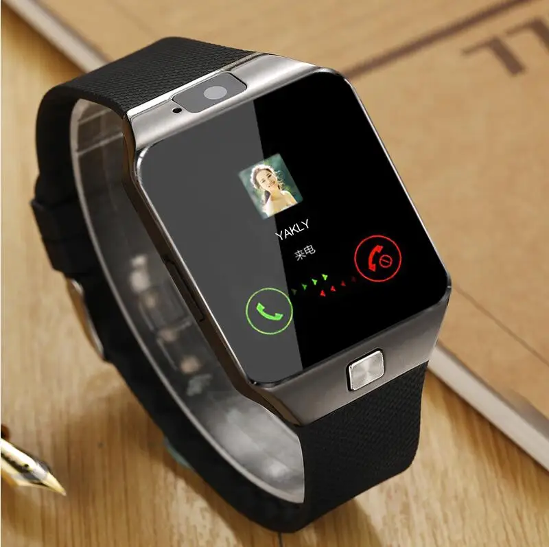 Bluetooth Смарт часы DZ09 звонки/SMS sim-карты камера интеллектуальные наручные телефон часы для iPhone samsung HUAWEI Android - Цвет: Черный