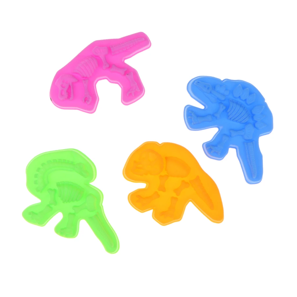 4 pièces de plastique dinosaure squelette moule jouet pour enfants tout-petits plage Sandcastle jouet cadeau d'anniversaire (lot de 4)