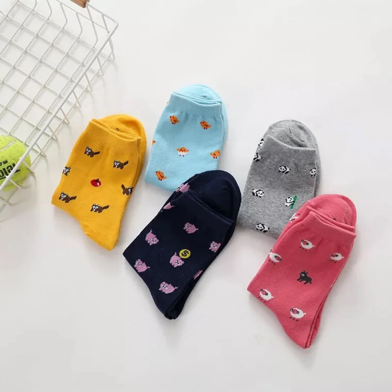 Животных мультфильм Harajuku Смешные носки овец Pigger панды милые носки Для женщин Творческий Divertidos Sokken прекрасные художественные Calcetines Mujer