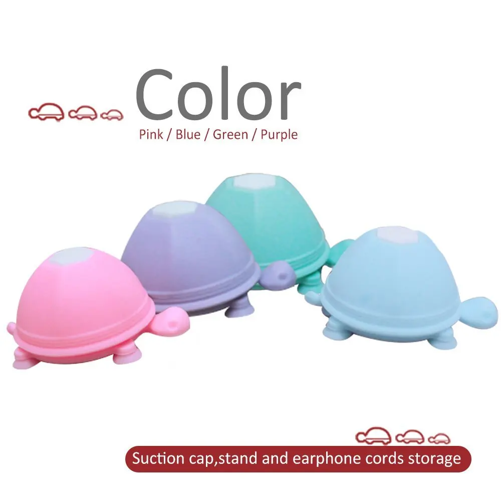 

2-in-1 Multifunctional Dual-head Turtle Silicone Suction Cup Cellphone Holder Mount &Earphone Wrap Cable Headphone Cord Winder