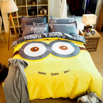 

Minions Cartoon bedding sets Twin/Queen Size 3pcs/4pcs Bed Linen Bed Sheets Duvet Cover Set