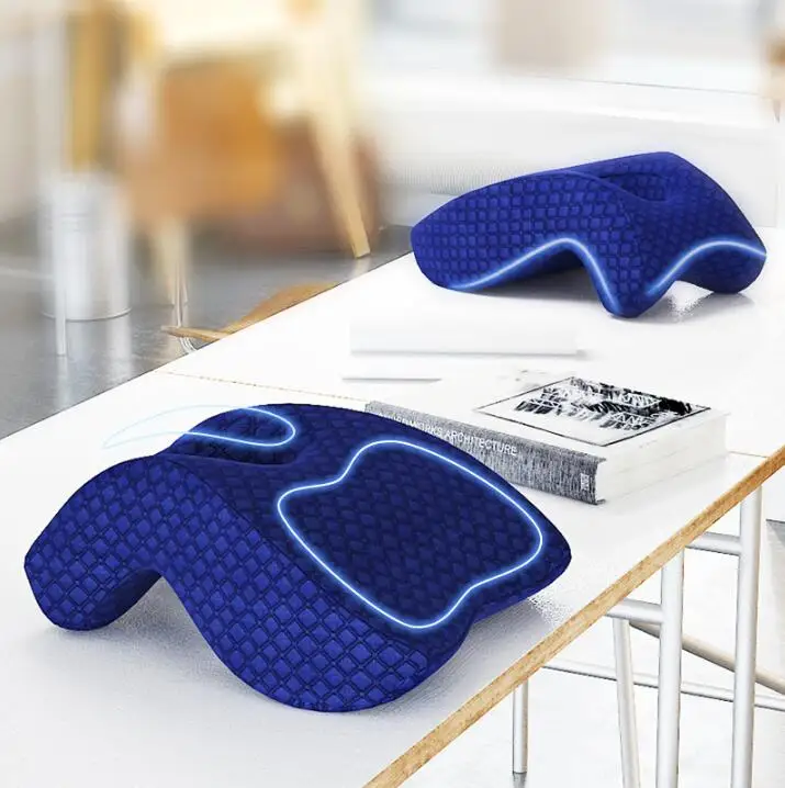 

Memory Foam Pillow Desk Nap Pillow with Hollow Design Ideal for Face Down Sleeper Back Support, Removable Washable Cover