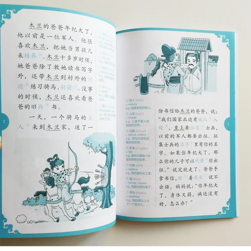 Hua Mulan, Lady Rainbow Warrior Bridge clasificada serie de lectores chinos nivel 2:500 palabras nivel HSK2-3 libro de lectura chino