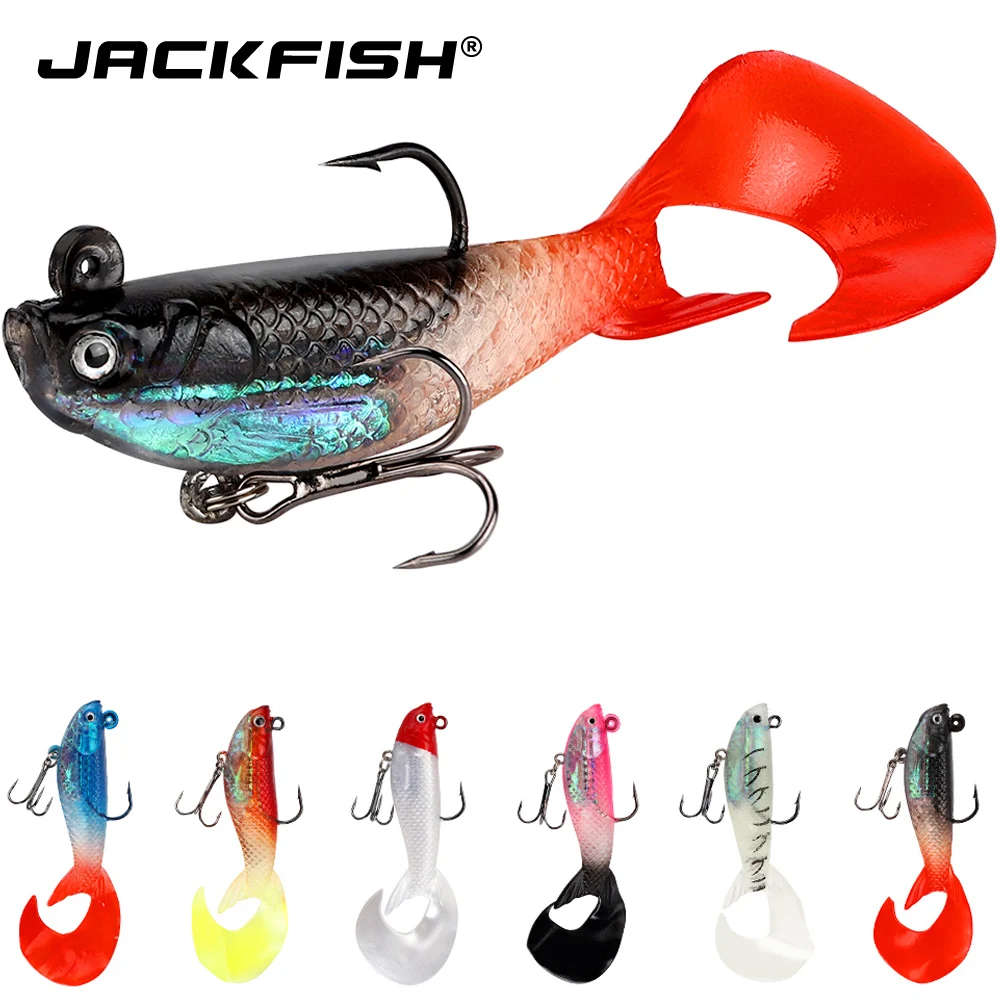 

JACKFISH Jig Head Lead Soft Fishing Lure 1pcs Luminous Artificial Bait 9.7CM/13G Fishing Bait Sea Bass Carp Fishing Tackle pesca