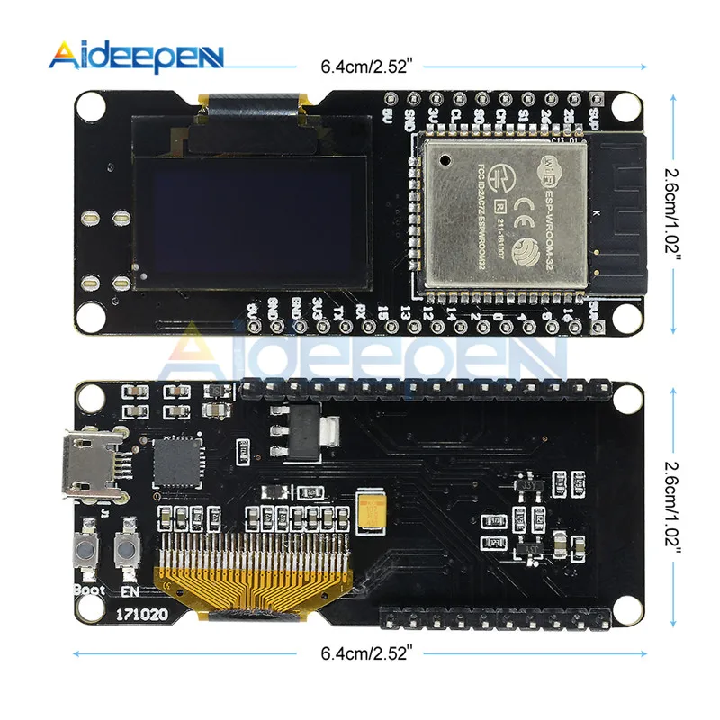 Модуль макетной платы ESP32 0 96 дюйма OLED 2 4 ГГц беспроводной Wi Fi Bluetooth поддержка STA AP