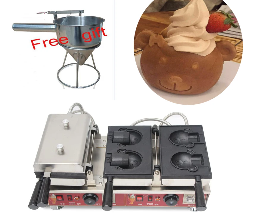 

Free shipping 110v 220v-240v Little Bear Shaped Waffle Maker Machine Ice Cream Taiyaki machne