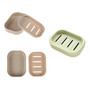 

1PCS Plastic Soap Dish Plastic Bathroom Creative Double Draining Soap Holder Non-slip Soap Box