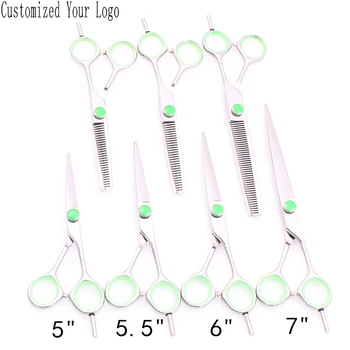 

C1121 5" 5.5" 6" 7" 440C Customized Brand Salon Hairdressing Scissors Cutting Shears Thinning Scissors Hair Scissors Finger Rest