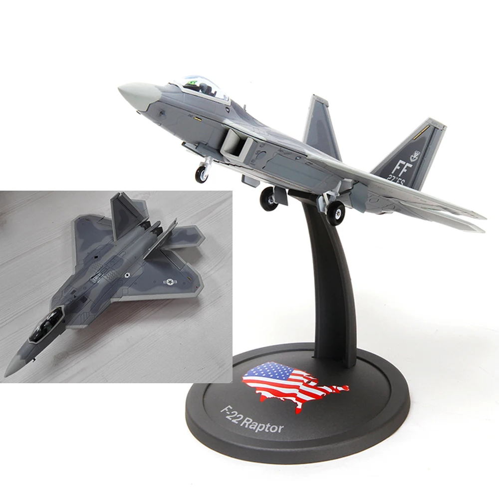 

For Collection 1/72 F22 Military Alloy Diecast Simulation Aircraft Raptor Fighter Airplane with Stand Model for Boys Children