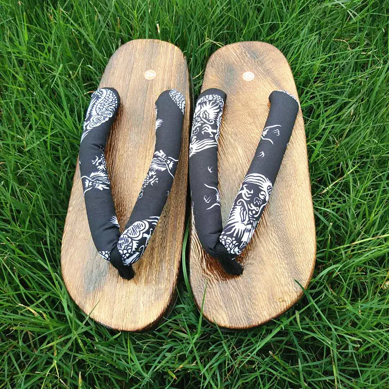 WHOHOLL Geta Anime Anime Cosplay Costumes Japanese Geta Sandals Summer Sandals Men Flat Wooden Shoes Clogs Slippers Flip-flops