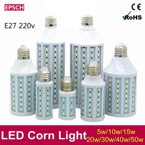 

E27 5730 LED Corn Light AC 220V Bulb lighting 5W 10W 15W 25W 30W 40W 50W,white&warm white Maize Light Home Indoor Lighting