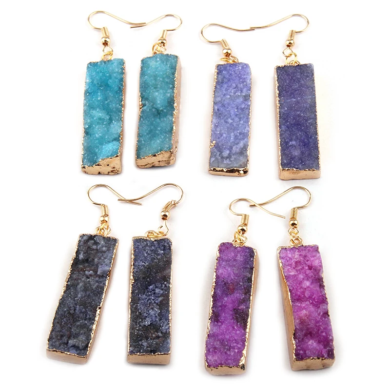 

Free shipping Fashion Natural Stones Druzy Pendant Earring For Women