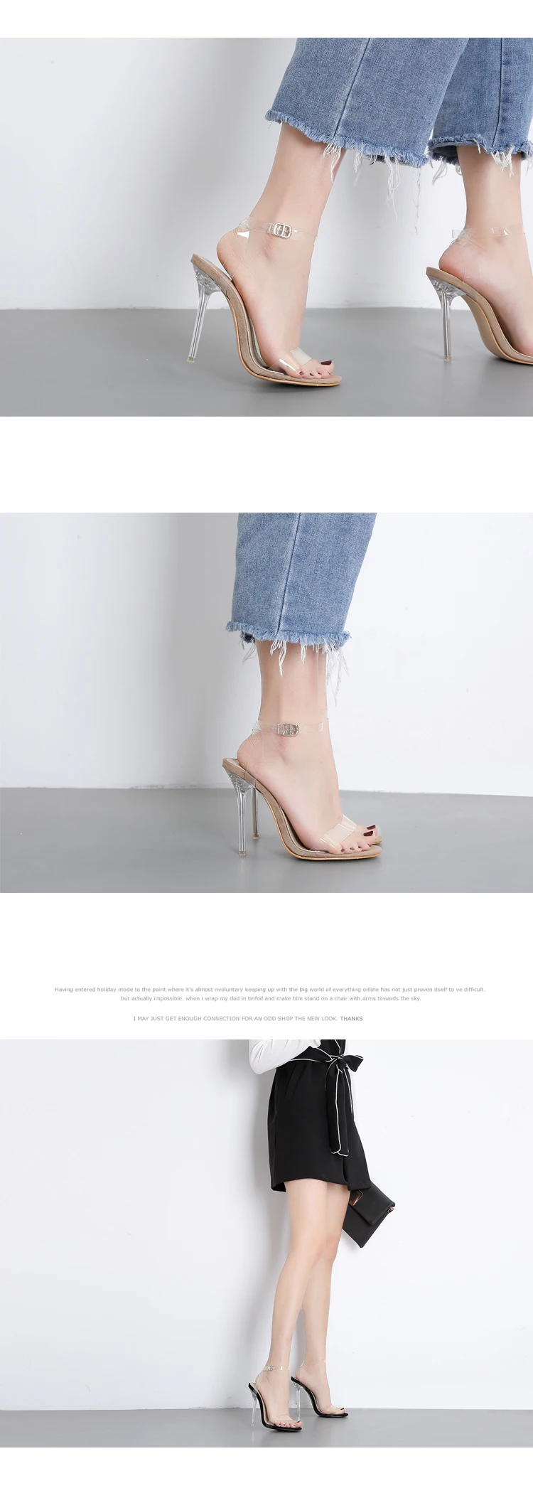 Aneikeh/ Модные прозрачные сандалии-гладиаторы из искусственной кожи, женские весенние босоножки на тонком высоком каблуке, черные свадебные туфли из искусственной кожи с круглым носком, Размеры 35-40
