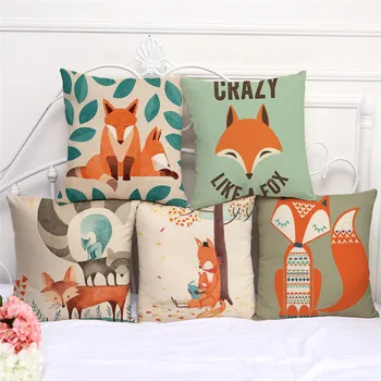 

Decorative throw pillow case cover animals lovely foxs cute cartoon cushion cover for sofa home capa de almofadas 45x45cm