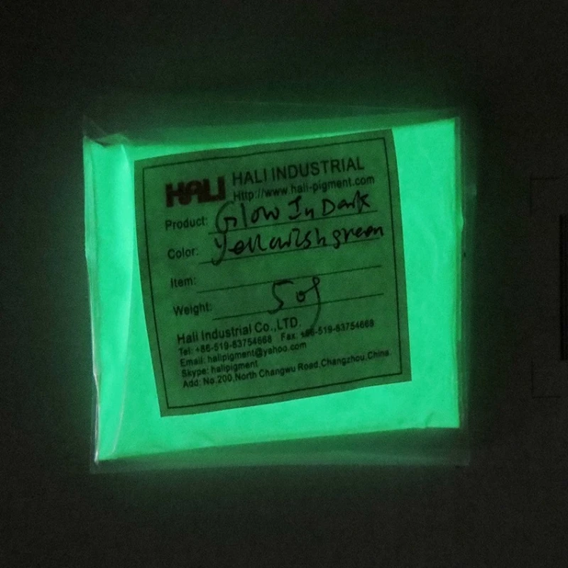 Светящийся пигмент ночной светящийся порошок, товар: HLD525, светящийся цвет: желтовато-зеленый, Вес нетто: 50 грамм