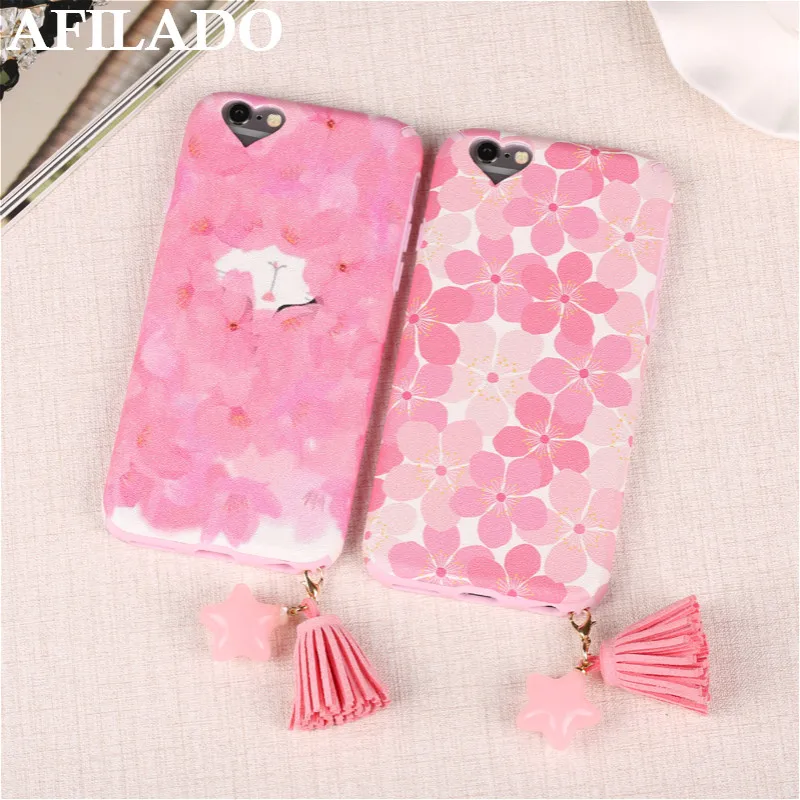 Beautiful Vintage Flowers Soft Coque Case for IPhone 7 Silicone Funny Tassel Star Matte Phone Capa Back Cover Apple iphone |