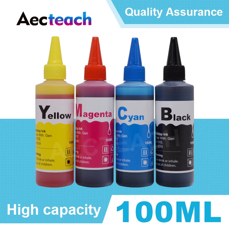 Aecteach 100 мл бутылка набор заправки чернил, красителей для Brother DCP-165C DCP-195C монокальция фосфат-J140W DCP-145C DCP-185 картридж с чернилами для принтера 4 цвета