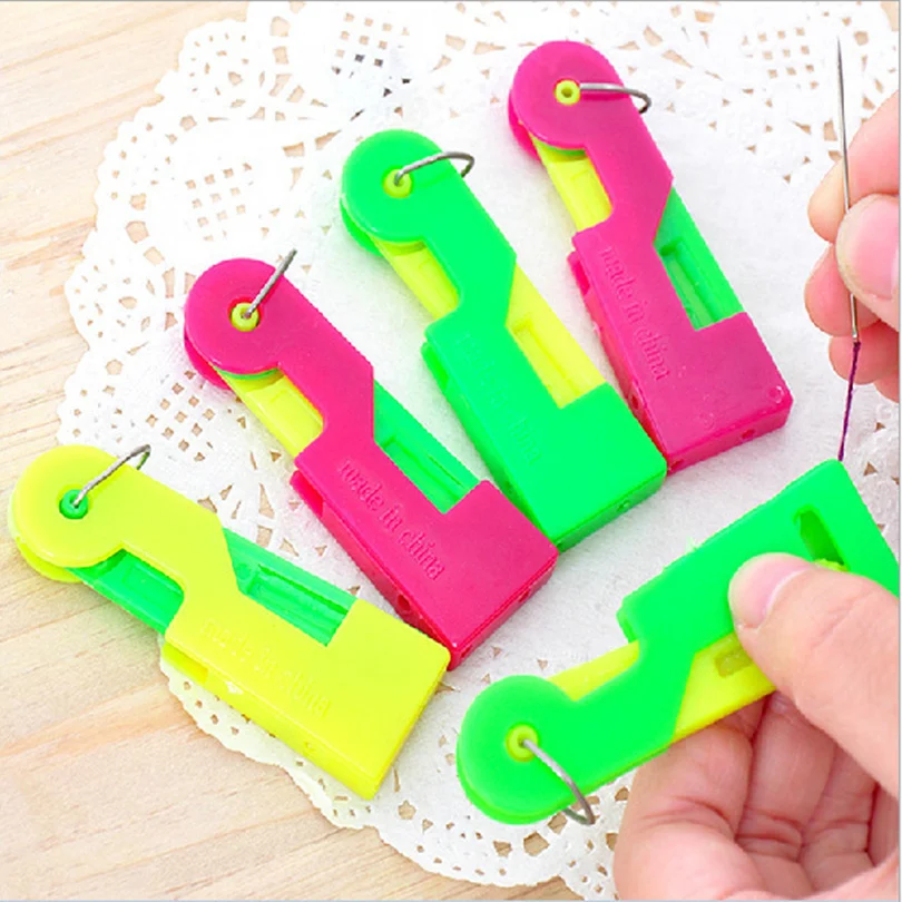 

5pcs!Automatic device hand needle threader insertion applicator handle thread for sewing thimbles tool easy to Use,Free shipping